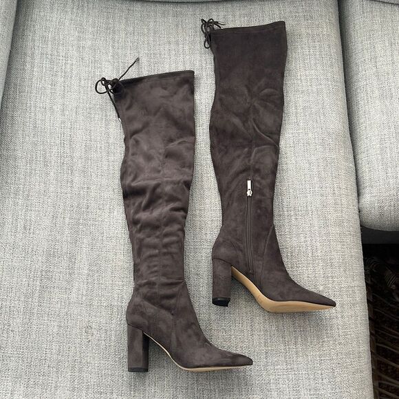 Marc Fisher Over the Knee Boots Womens Size 7.5 Ulona Grey OTK Shoes - Picture 1 of 9